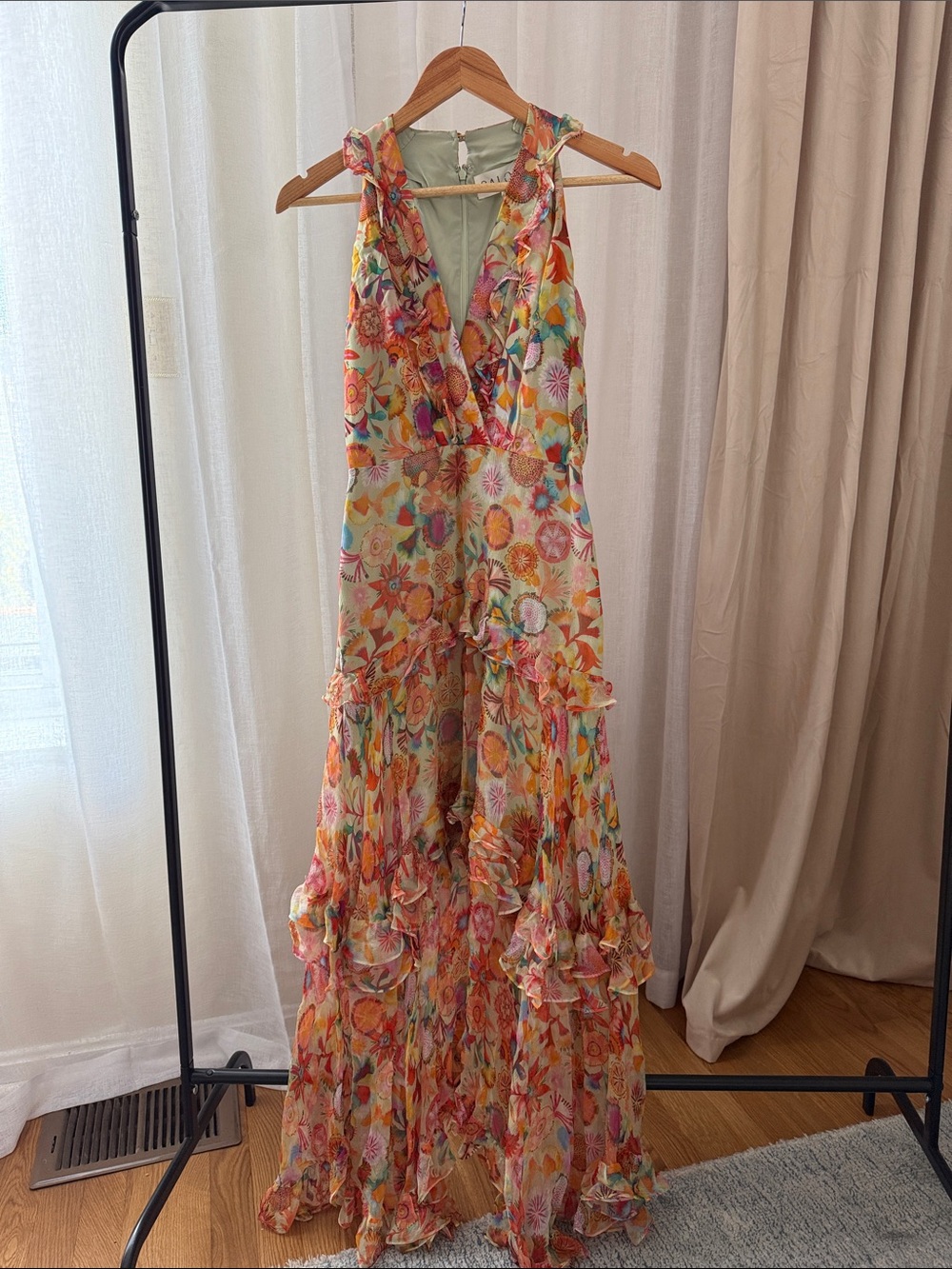 SALONI Multicolor Floral Ruffle Maxi Dress